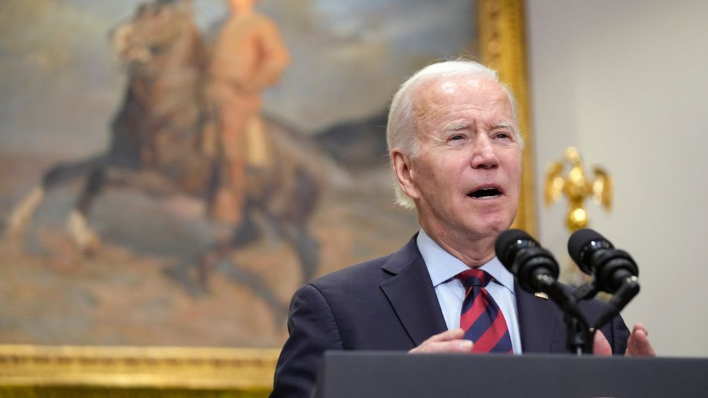 President Joe Biden speaks before signing H.J.Res.100, a bill that aims to avert a freight rail strike, in the Roosevelt Room at the White House, Friday, Dec. 2, 2022, in Washington. (AP Photo/Manuel Balce Ceneta)